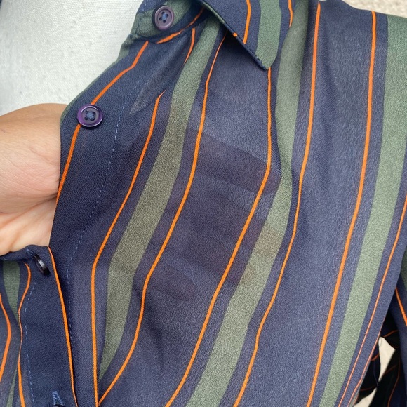 Striped crop top Blouse women’s size small S - Picture 6 of 11